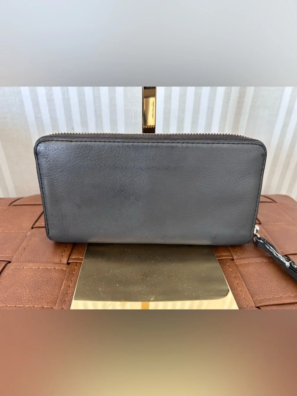 MARC JACOBS Empire City Dark Grey Leather Continental Zip Around Wallet